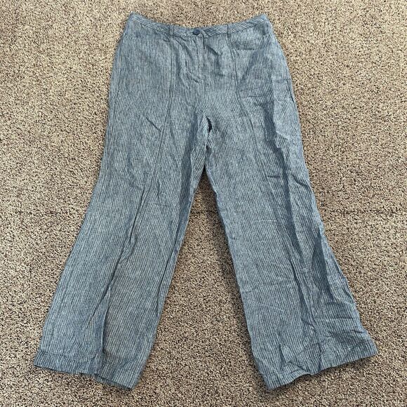 Sundance Pants - Sundance Catalog Wide Leg Linen Pants Trousers Women’s Size 14 Pinstripe Flowy